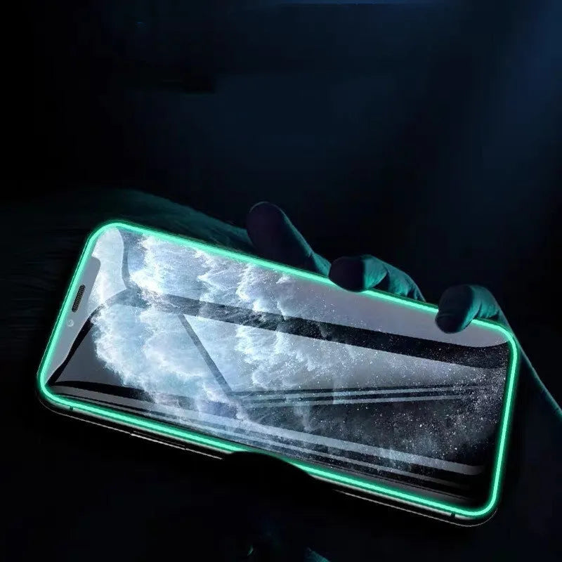 Luminous full cover tempered glass screen protector for iPhone glowing in dark with anti-scratch features
