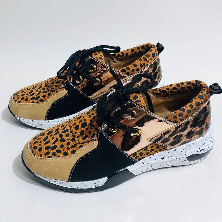 Women's casual suede sneakers with wedge heel in various colours and patterns.