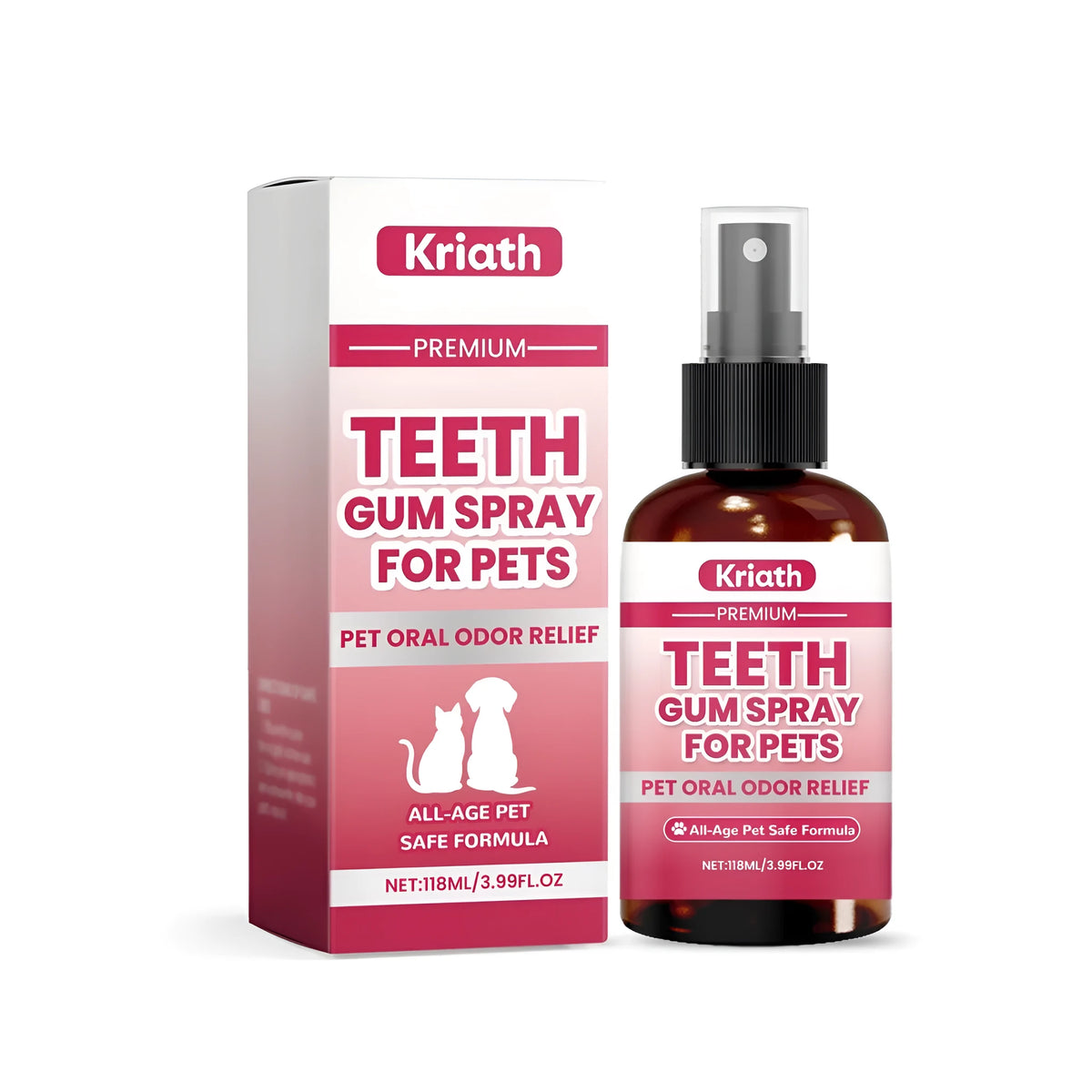 118ml pet teeth and gum spray bottle for dogs and cats with mint and vitamin B1 formula