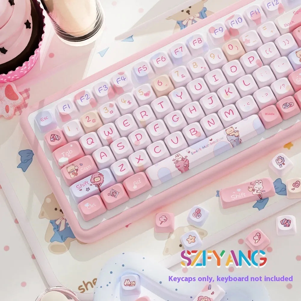 Sweet cotton candy colour mechanical keyboard keycaps XDA profile PBT plastic