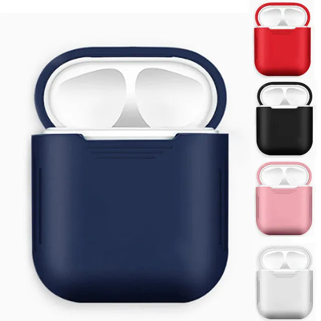 Silicone AirPods case with shockproof earmuffs and anti-lost rope in multiple colour options