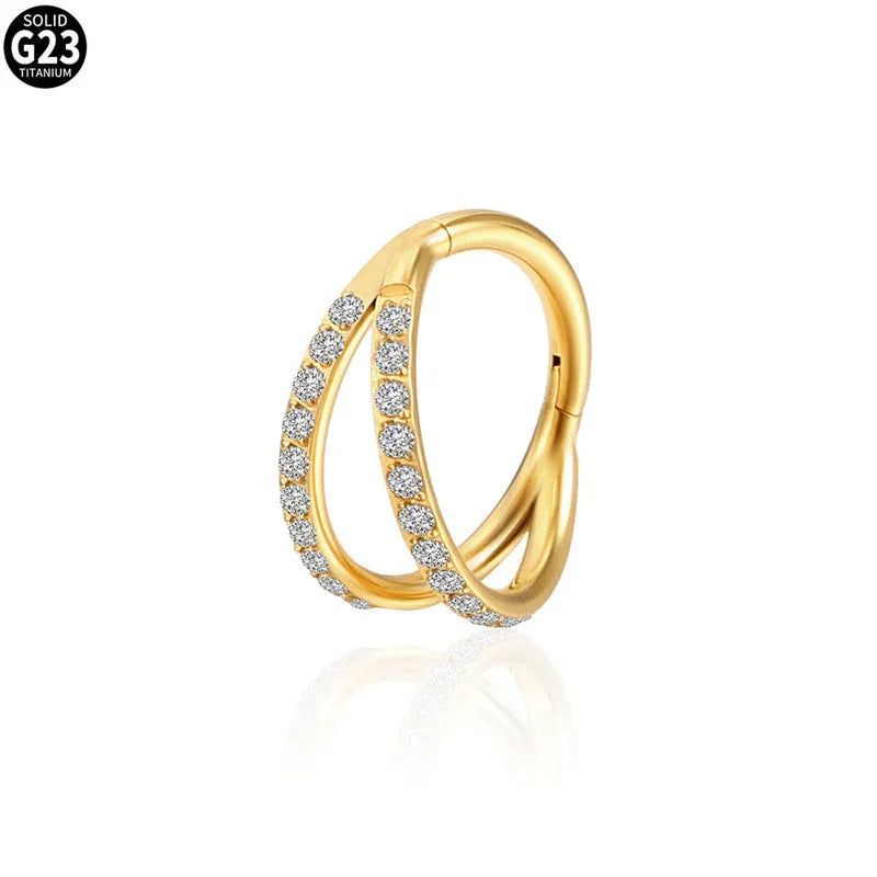 G23 titanium alloy nose ring earring in steel colour, showing a circular ring design for body piercing.