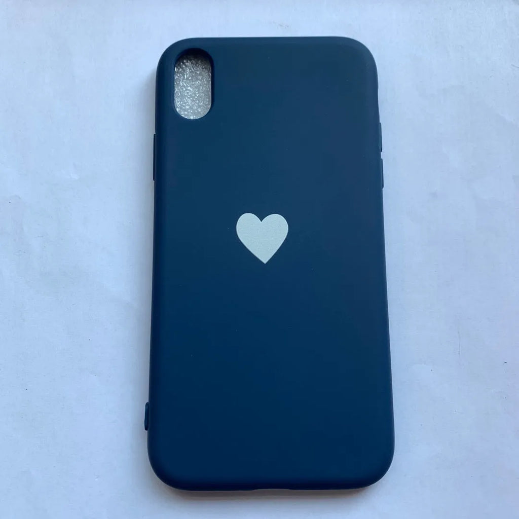 Painted love TPU phone case in red, blue, or black for iPhone 6 to 13 Pro Max.