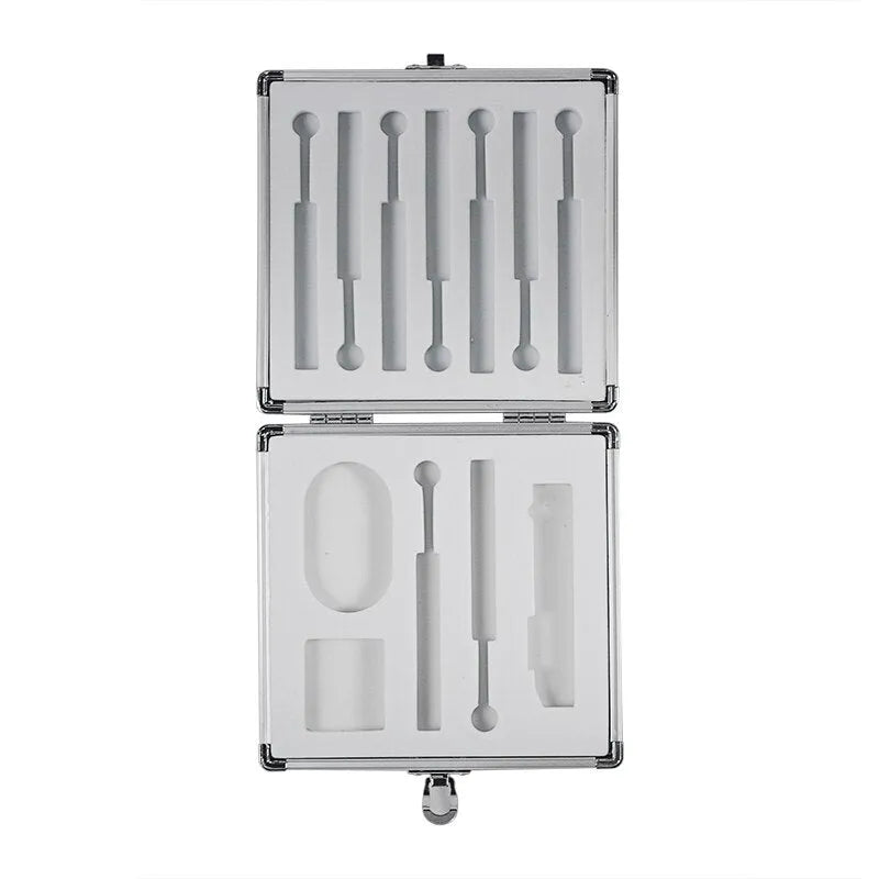 Silver aluminium storage box for a soldering iron with dimensions 154mm by 147mm