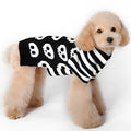Polyester Christmas pet sweater in Black, Deer, Grey or Red, available in six sizes from XXS to XL with size chart