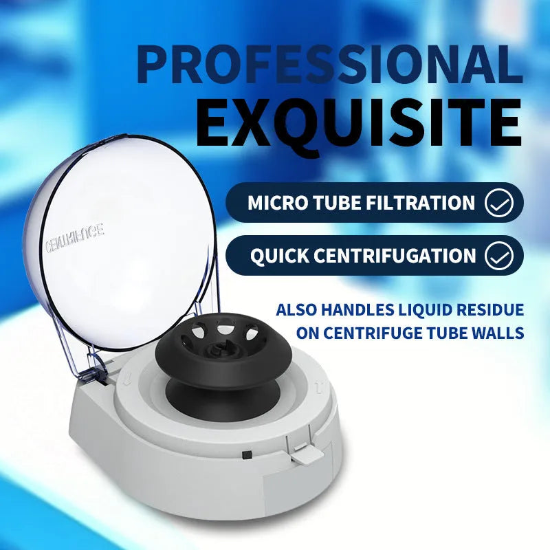 Mini laboratory centrifuge with compact benchtop design and 7000 rpm speed capability