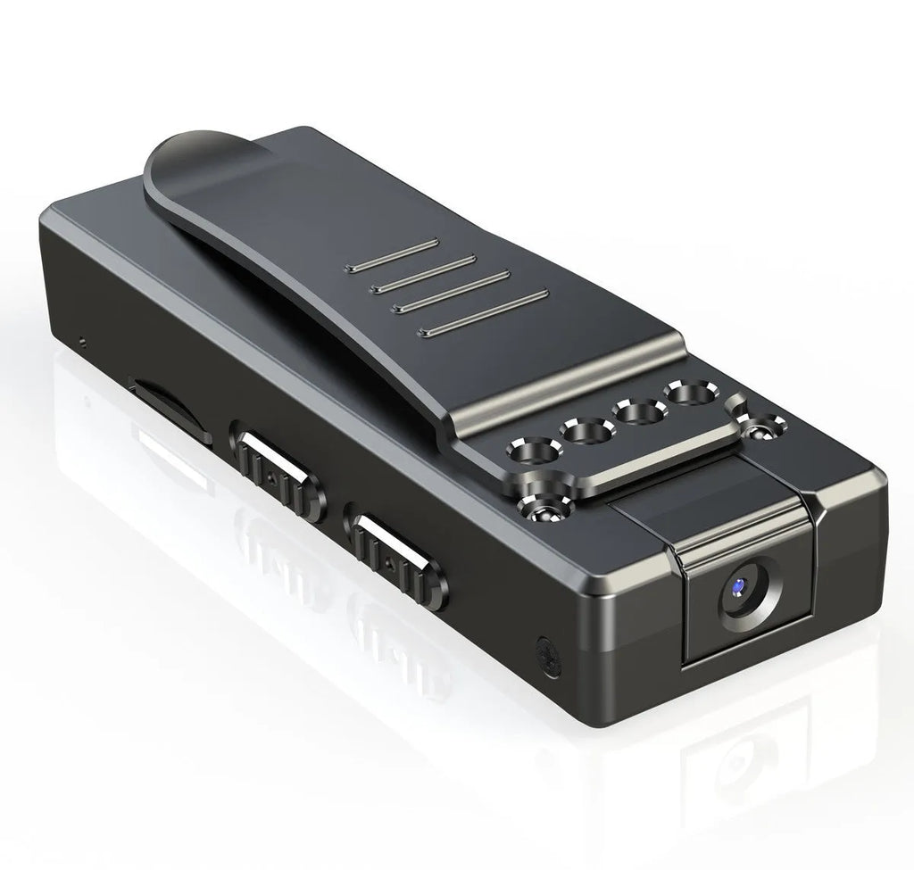 Black 1080p HD DV home camera with 5 metre night vision and 90-degree rotation