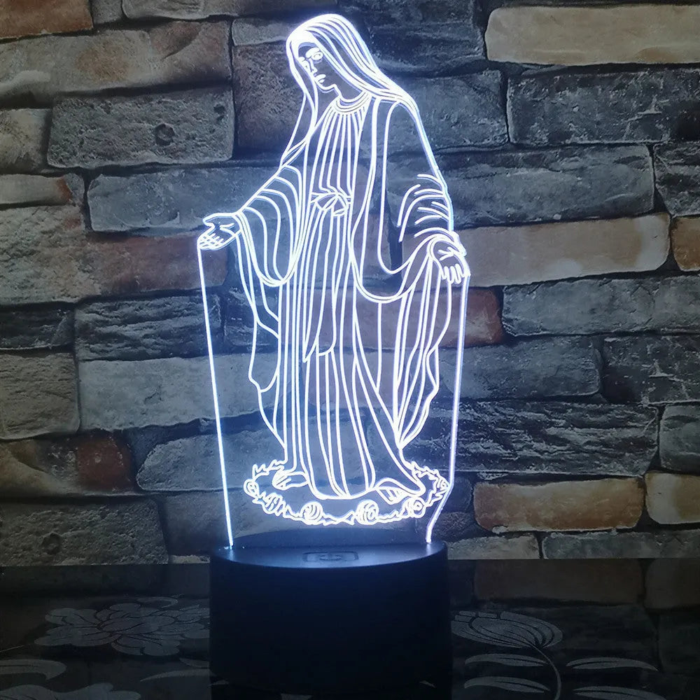 3D LED night light with laser-engraved acrylic plate showing dual ring pattern illumination