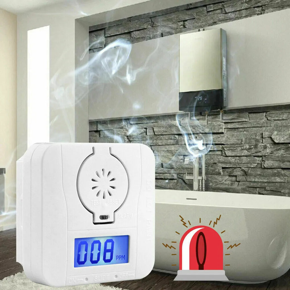 White wireless carbon monoxide alarm for wall mounting with 1.5m detection range