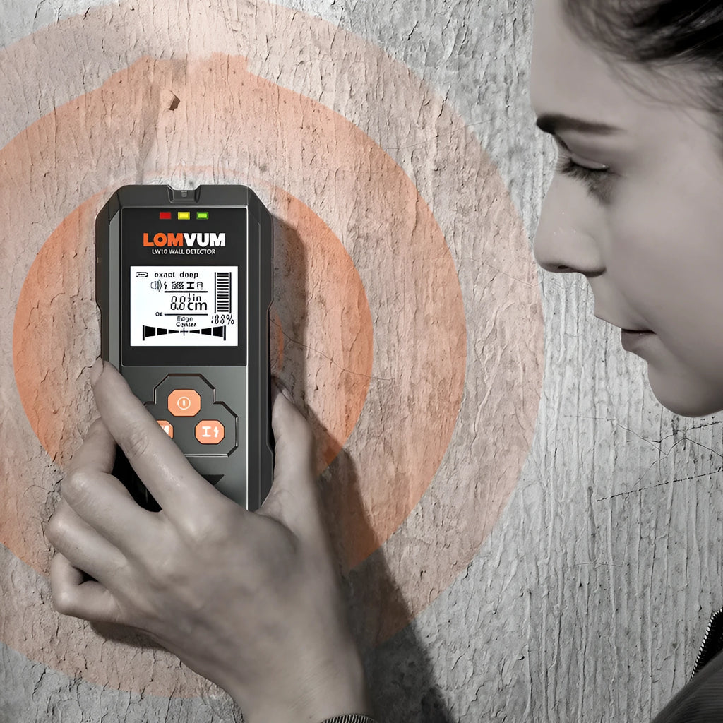 Multifunctional wall detector handheld unit for locating studs, wires and pipes behind walls