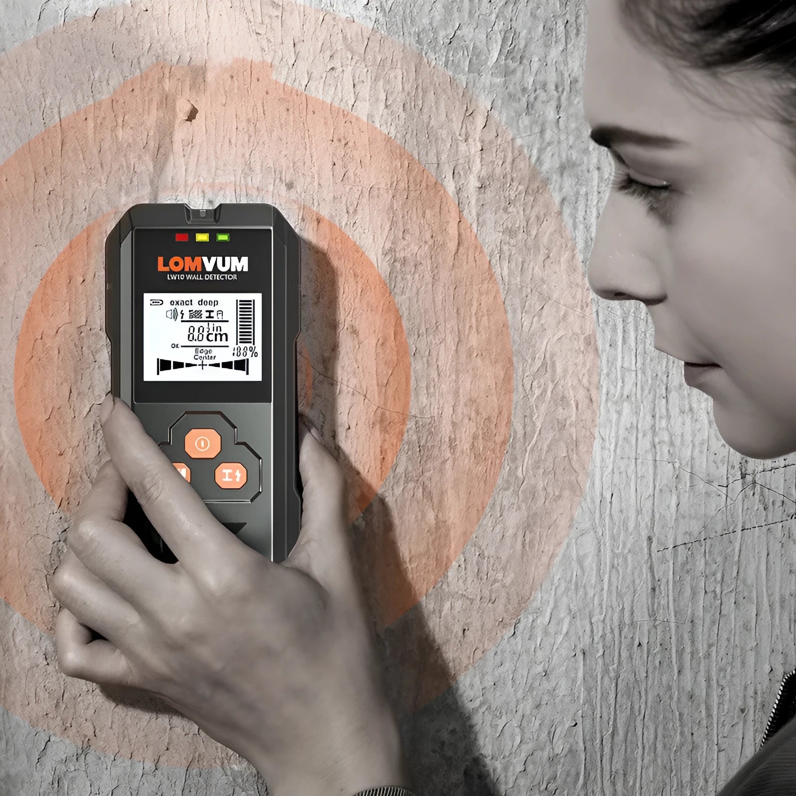 Multifunctional wall detector handheld unit for locating studs, wires and pipes behind walls