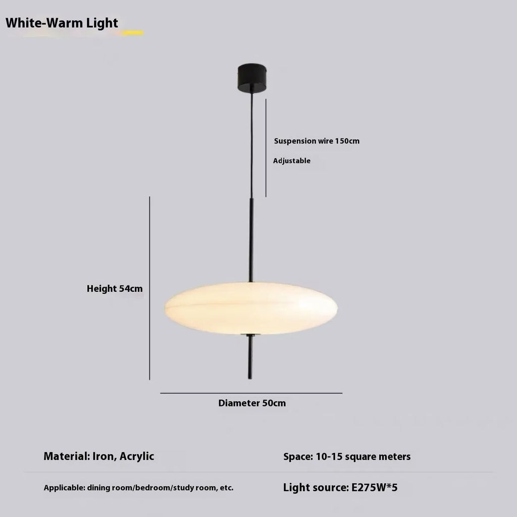 Nordic retro UFO-shaped chandelier ceiling light fixture in black and white colourway