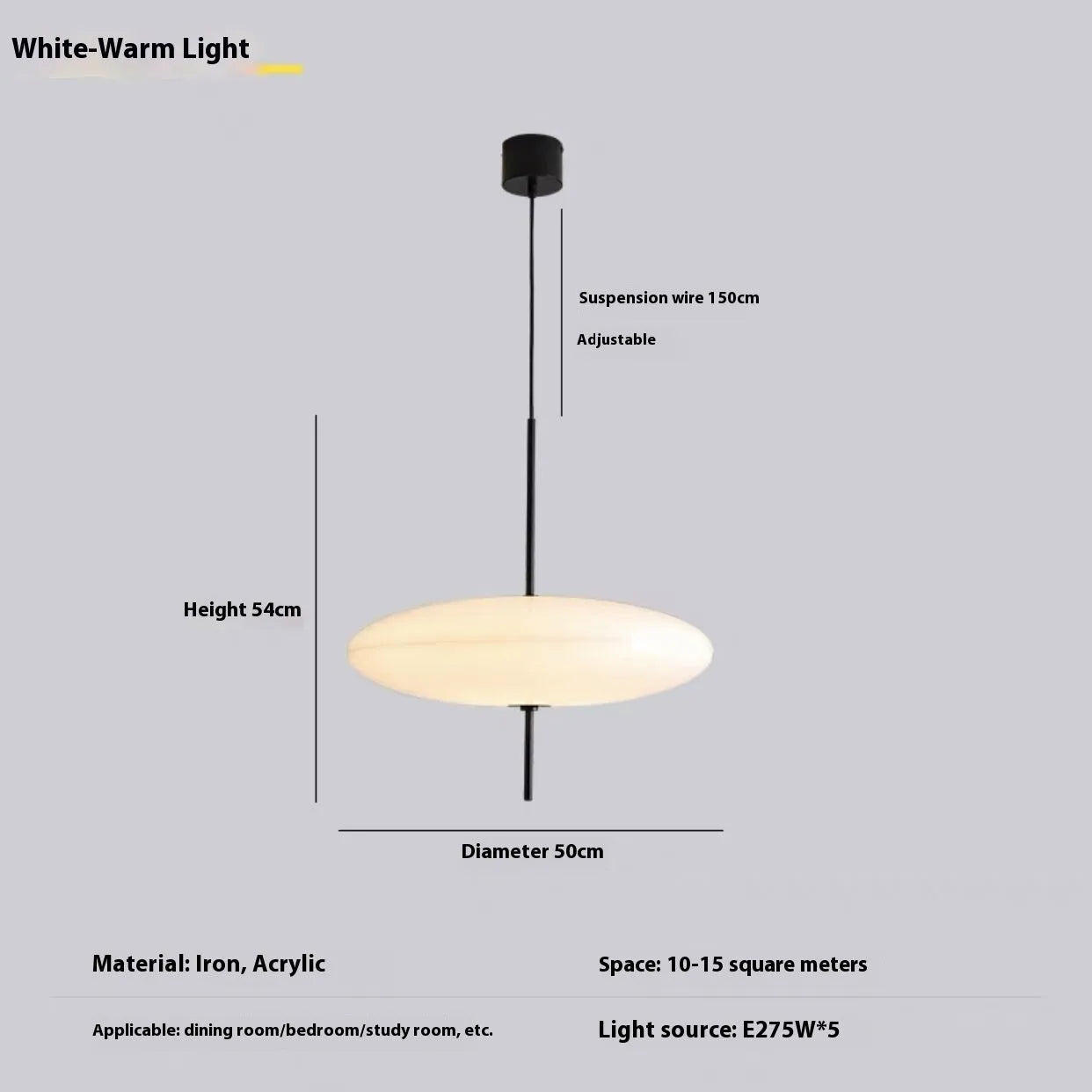 Nordic retro UFO-shaped chandelier ceiling light fixture in black and white colourway