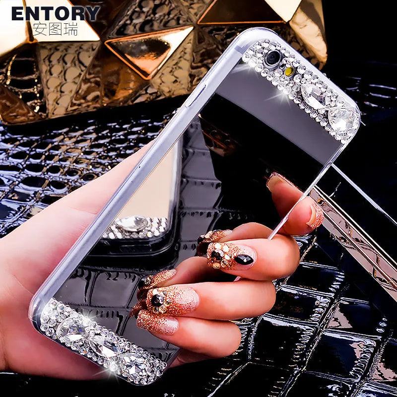 Rhinestone mobile phone case for Huawei smartphones in gold colour