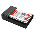 Black plastic hard disk box for 2.5 and 3.5 inch SATA drives with included data cable
