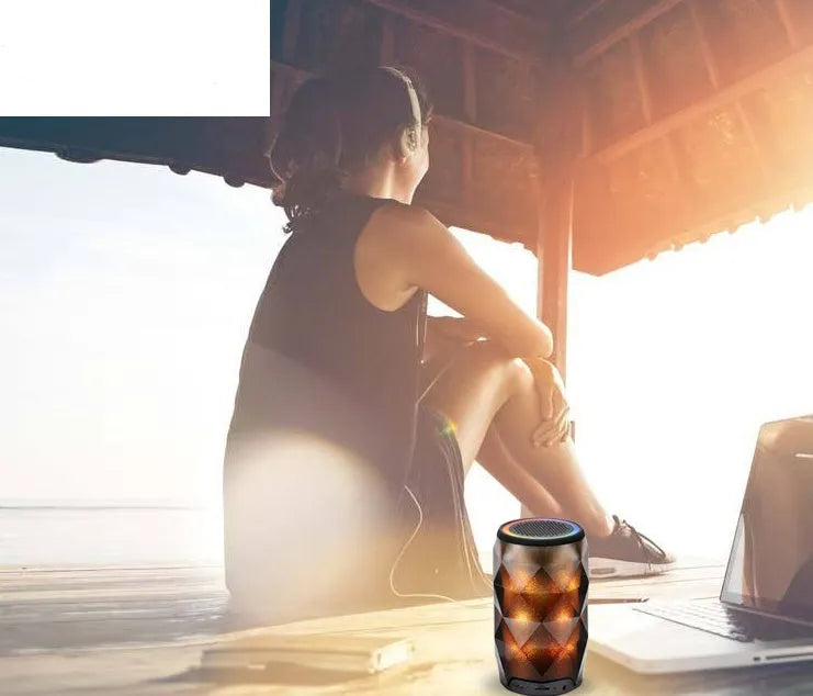 Black crystal diamond cut Coke can shaped lantern Bluetooth speaker with colourful lighting.
