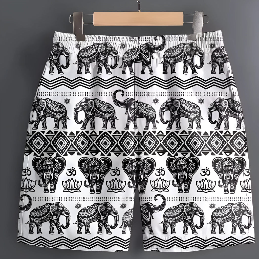 Men's casual polyester shorts for outdoor leisure and sports in multiple pattern options