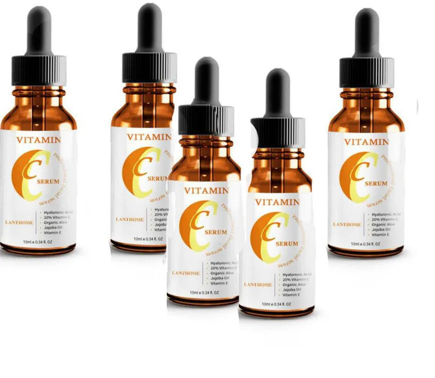 Bottle of vitamin C hyaluronic acid facial serum for skin brightening and moisturising