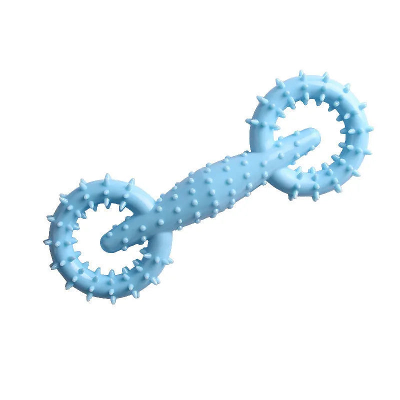 Blue TPR dog chew toy ring for puppy teething, 16cm diameter