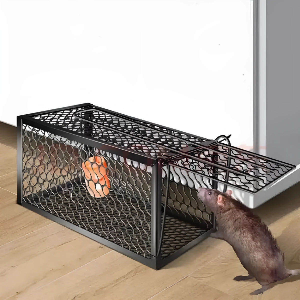 Automatic mouse cage trap in iron or plastic construction with small, medium, and large size options