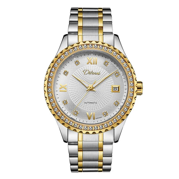 Fashionmonger automatic mechanical watch showing luminous hands and waterproof construction in business style