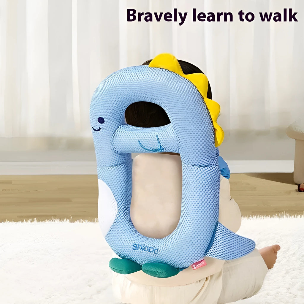 Cartoon anti-collision pillow for baby fall protection with dinosaur design and EPS particle filling