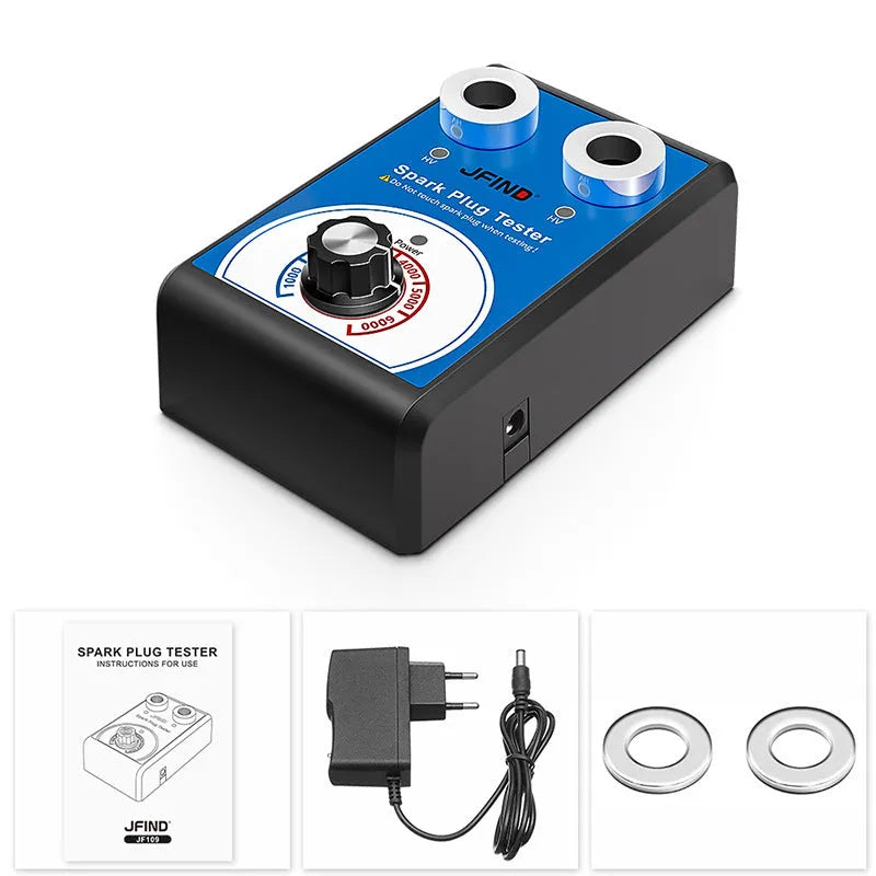 Car fault detector with double hole plug connection for spark plug testing