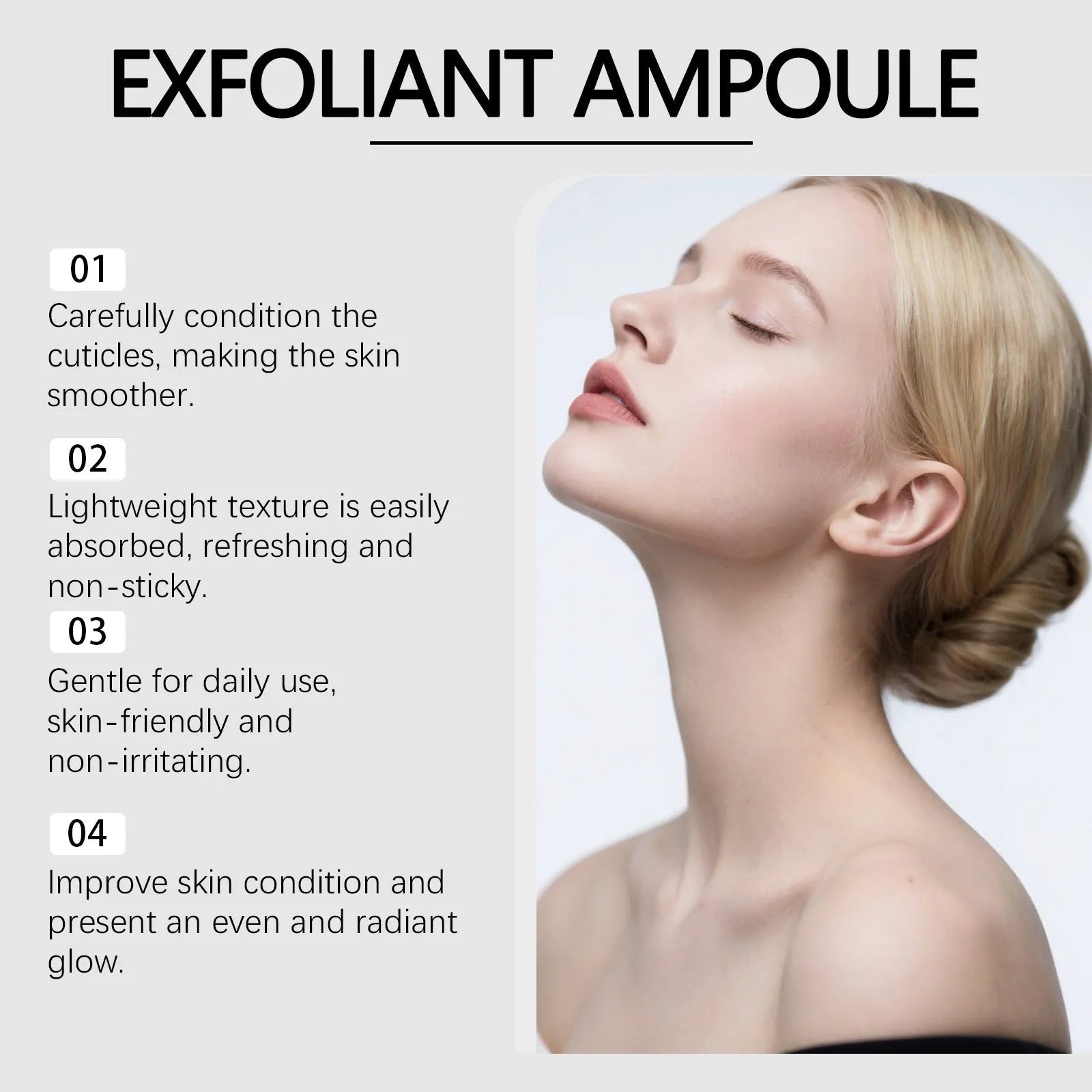 80ml bottle of exfoliating facial cleansing liquid with hyaluronic acid and salicylic acid.