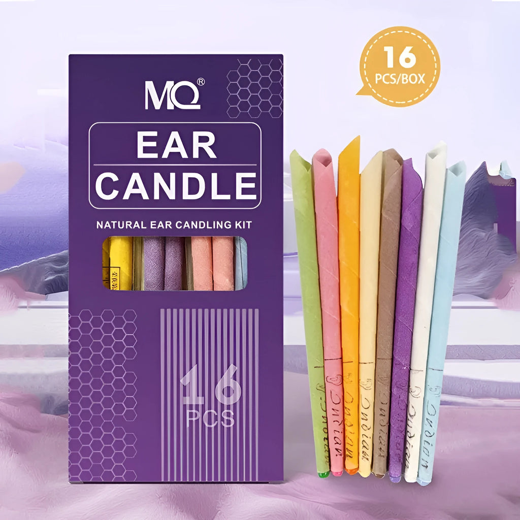 MQ Horn 16-piece ear candle therapy kit with protective boards and cotton swabs