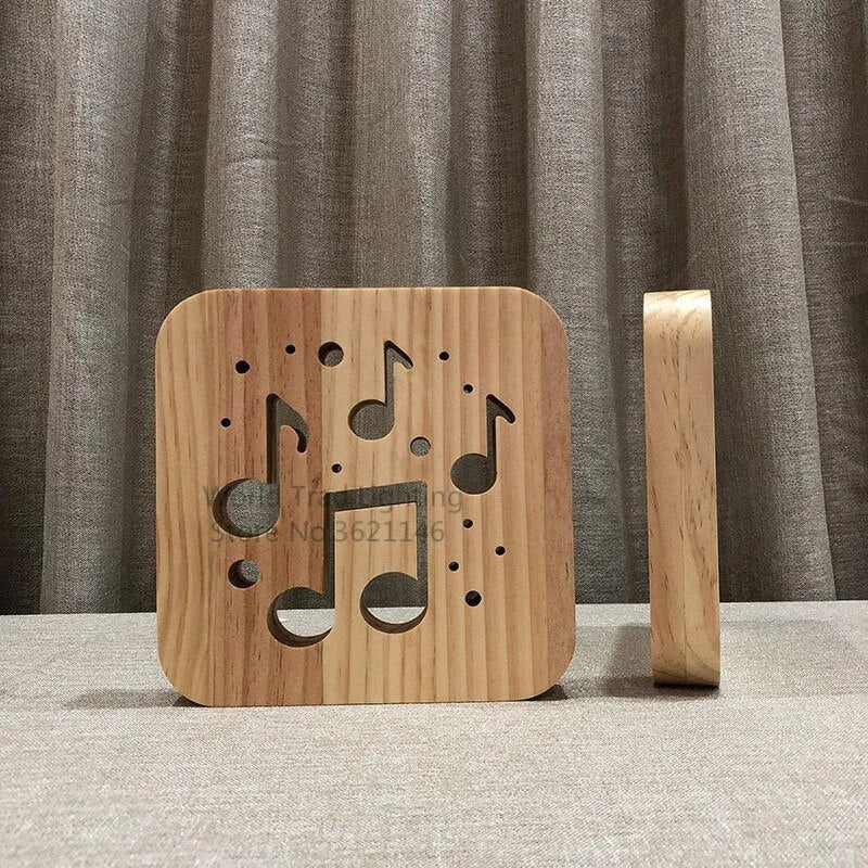 Wooden LED atmosphere lamp with pine construction and warm white illumination measuring 19cm