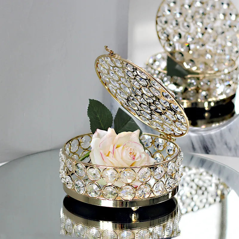 European style metal jewelry storage box with French gold finish