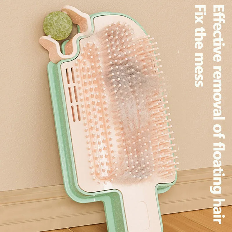 Ice cream cone shaped cat scratching toy with grooming massager function