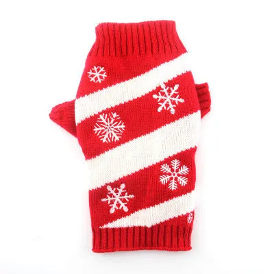 Polyester Christmas pet sweater in Black, Deer, Grey or Red, available in six sizes from XXS to XL with size chart