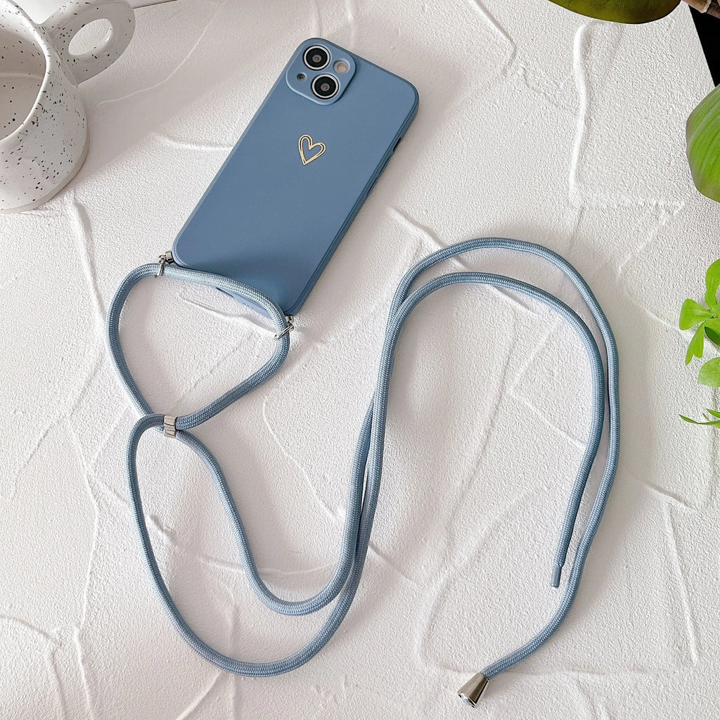 Slant across lanyard TPU phone case in solid colour for compatible iPhone models