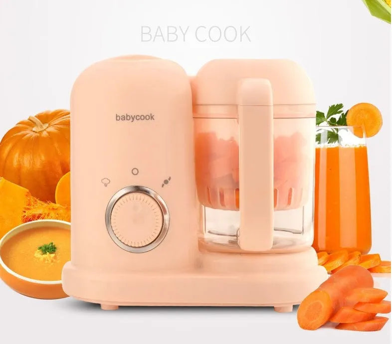 Green or pink baby food processor steamer and blender with double mixing blade for mincing meat and vegetables