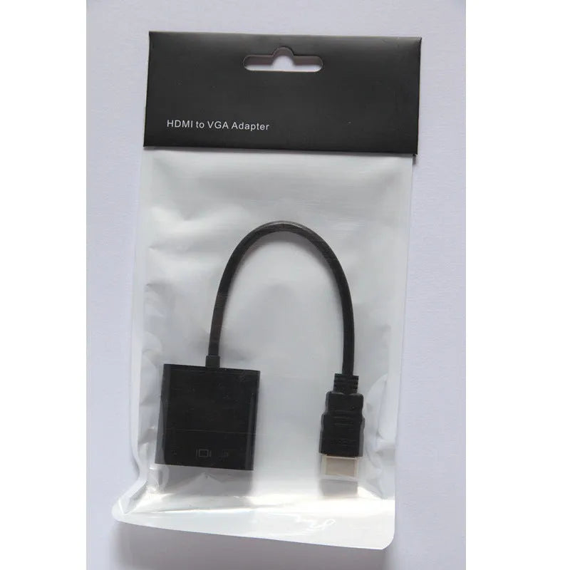 Black and white HDMI to VGA adapter cable with 0.3 metre length