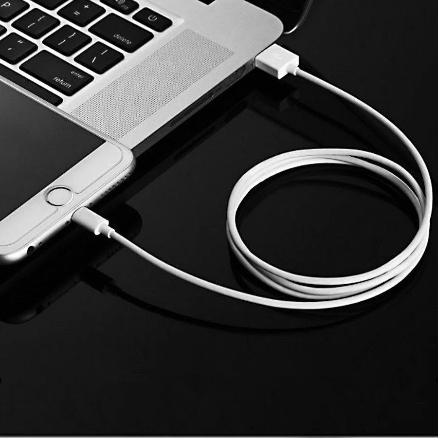 White 5V 2A USB wall charger adapter compatible with iPhone and iPad with optional cable lengths