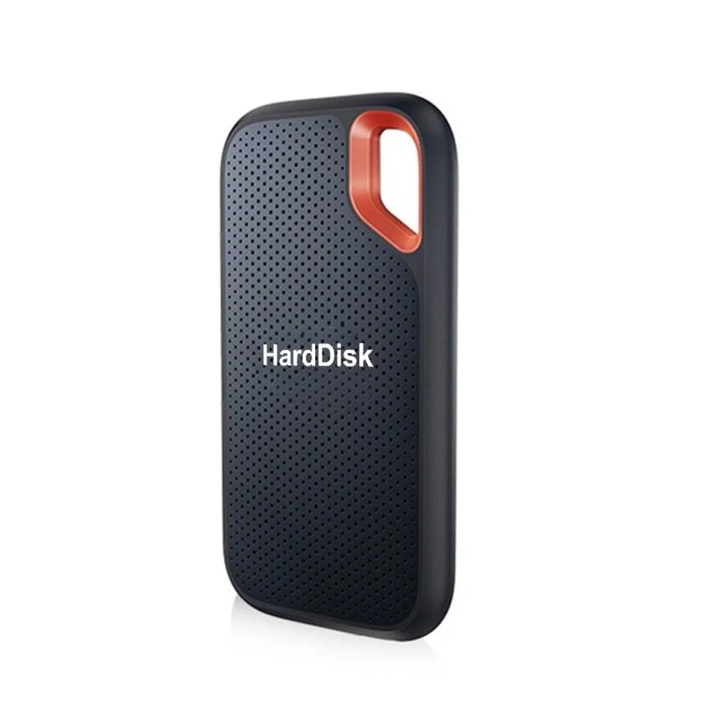 Black ABS portable SSD with Type-C 3.1 interface, shown as a mobile external solid state drive.