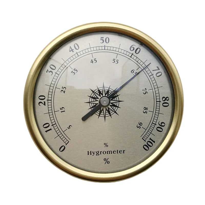 Analog thermometer and hygrometer with aluminum outer ring and 72mm dial for home use