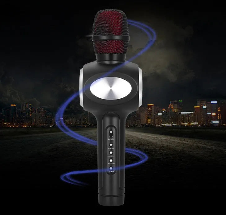 Yaerjia E108 mobile singing microphone in black, gold, or pink colour with smartphone connectivity