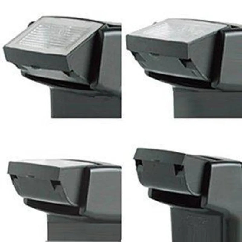 SLR camera flash accessory with tilted head shown on a hot shoe, displaying compact size.