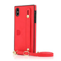 Leather messenger phone case with wristband and back cover in black for iPhone