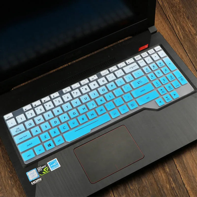 ASUS Flight laptop keyboard protective film cover in gradient blue colour option.