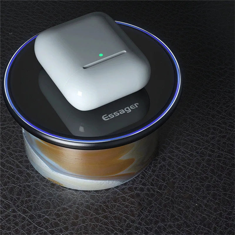 15W/10W Qi wireless charging pad for phones and headphones with LED indicator light