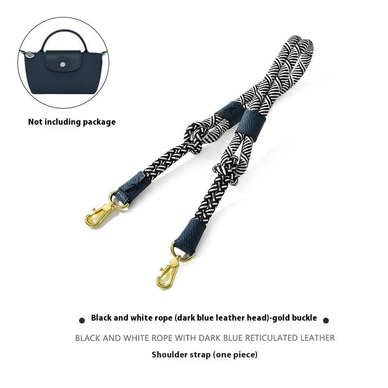 Braided nylon and leather shoulder strap with alloy buckle for bag modification