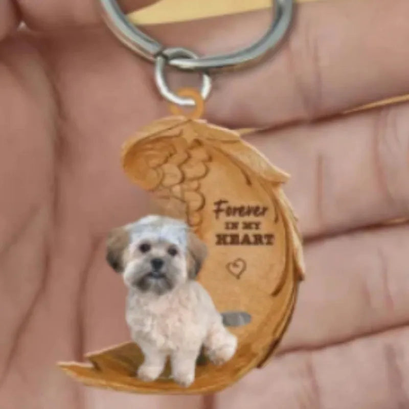 Clear acrylic dog-shaped car hanging ornament with picture style design
