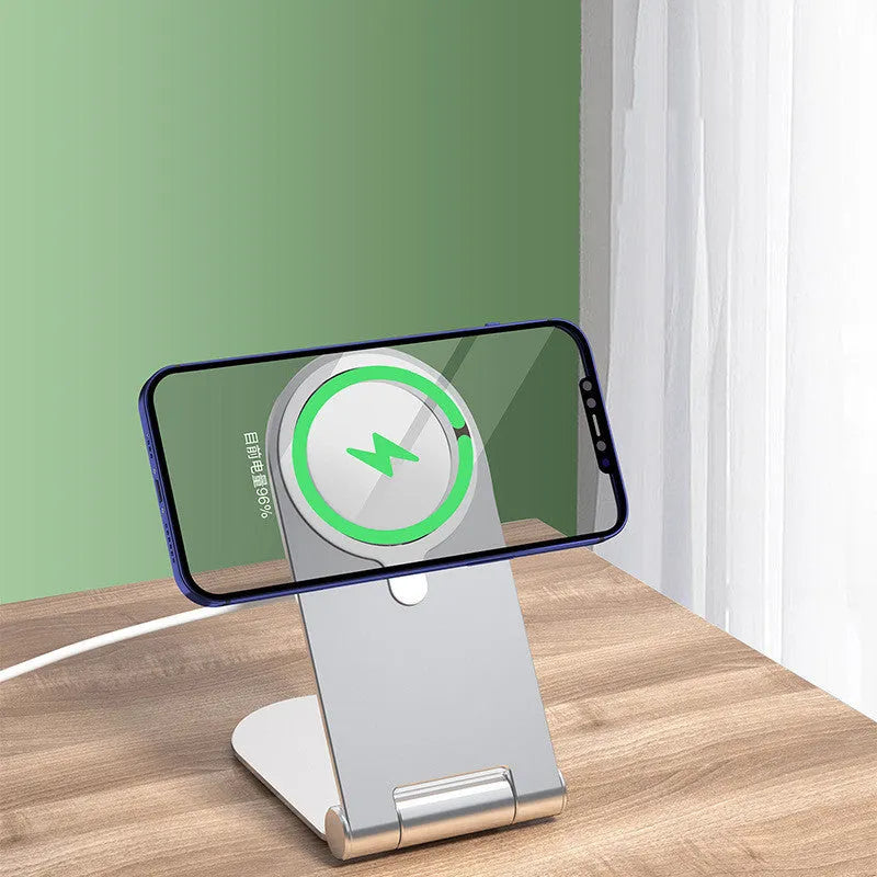 Silver vertical adjustable magnetic bracket for iPhone 12 with aluminium alloy construction