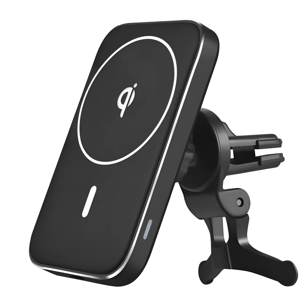 M6 magnetic wireless car charger bracket with suction cup mount in black colour