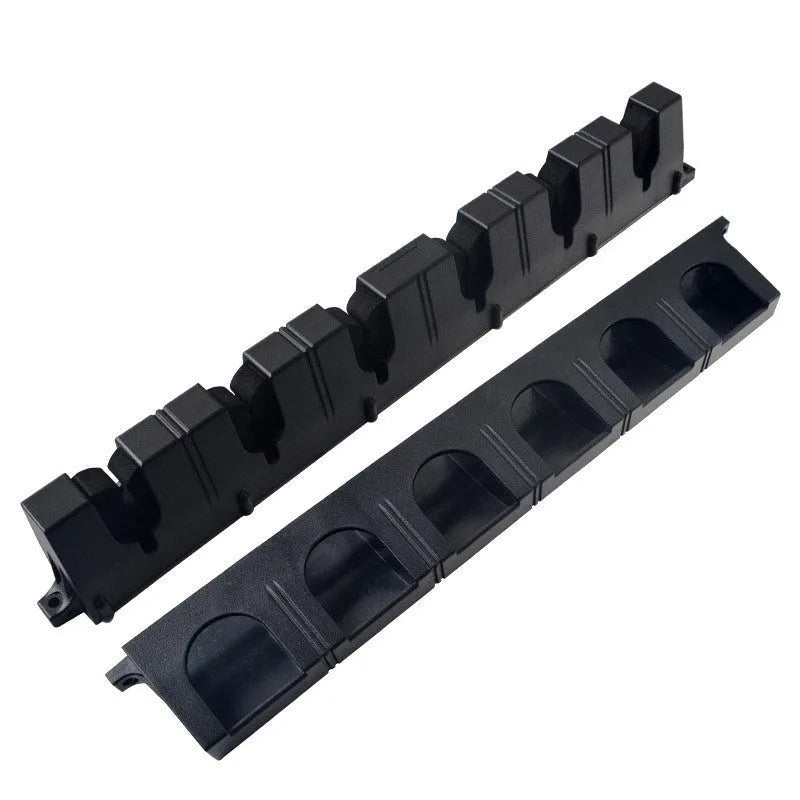 Black wall-mounted fishing rod rack made from ABS and EVA, 41.5cm long, 6.1cm wide, for Luya rod storage