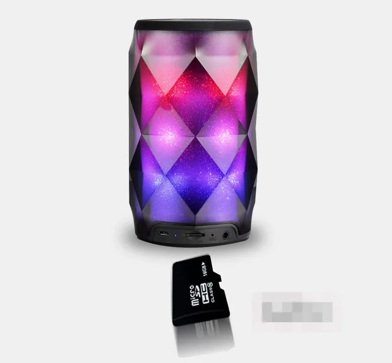 Black crystal diamond cut Coke can shaped lantern Bluetooth speaker with colourful lighting.